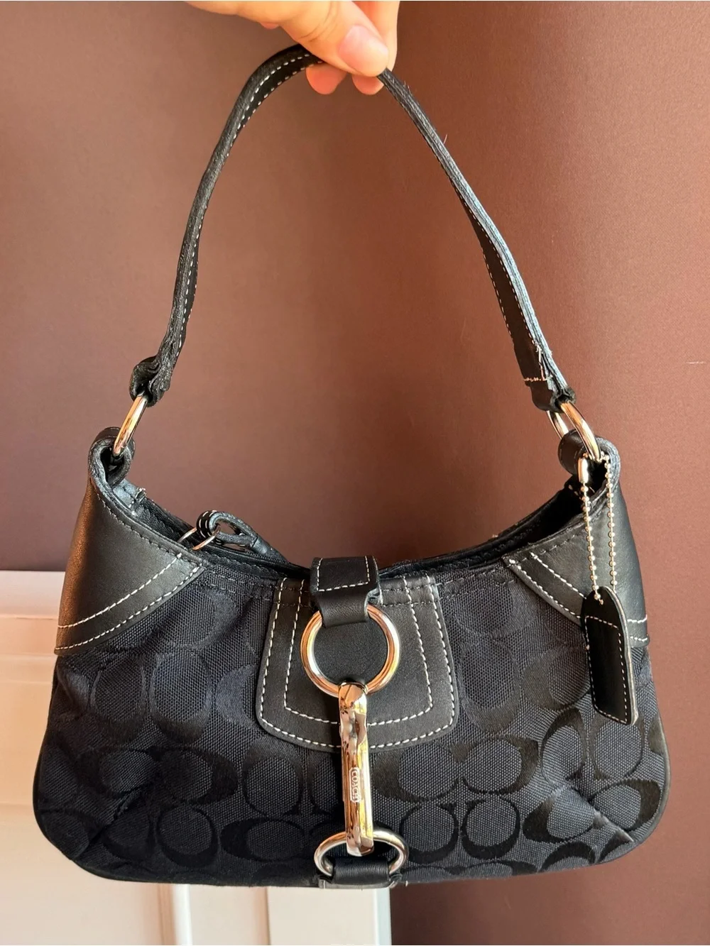 Vintage Coach Hamptons mini monogram hobo bag